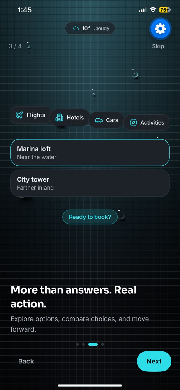 AIDO app — travel preferences and notifications